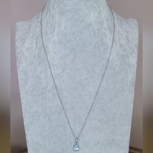 Blue Topaz Pendant and Sterling Silver Necklace